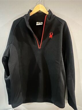 Spyder Black Quarter-Zip Pullover with Red Logo and Trim